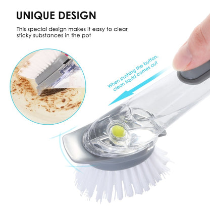 Dual-Head Kitchen Cleaning Brush with Liquid Soap Dispenser